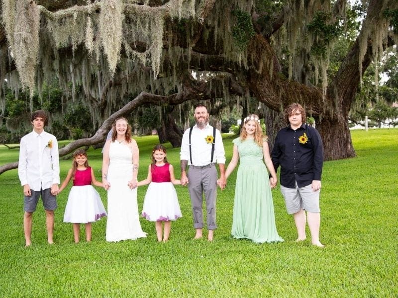 Samantha and husband Gabe have five children between them Samantha and husband Gabe have five children between them