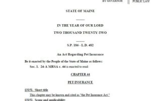 Maine Pet Insurance Act