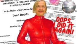 Jean Dodds has been cited by California's Veterinary Medical Board for the second time in five years for practicing veterinary medicine without a license.